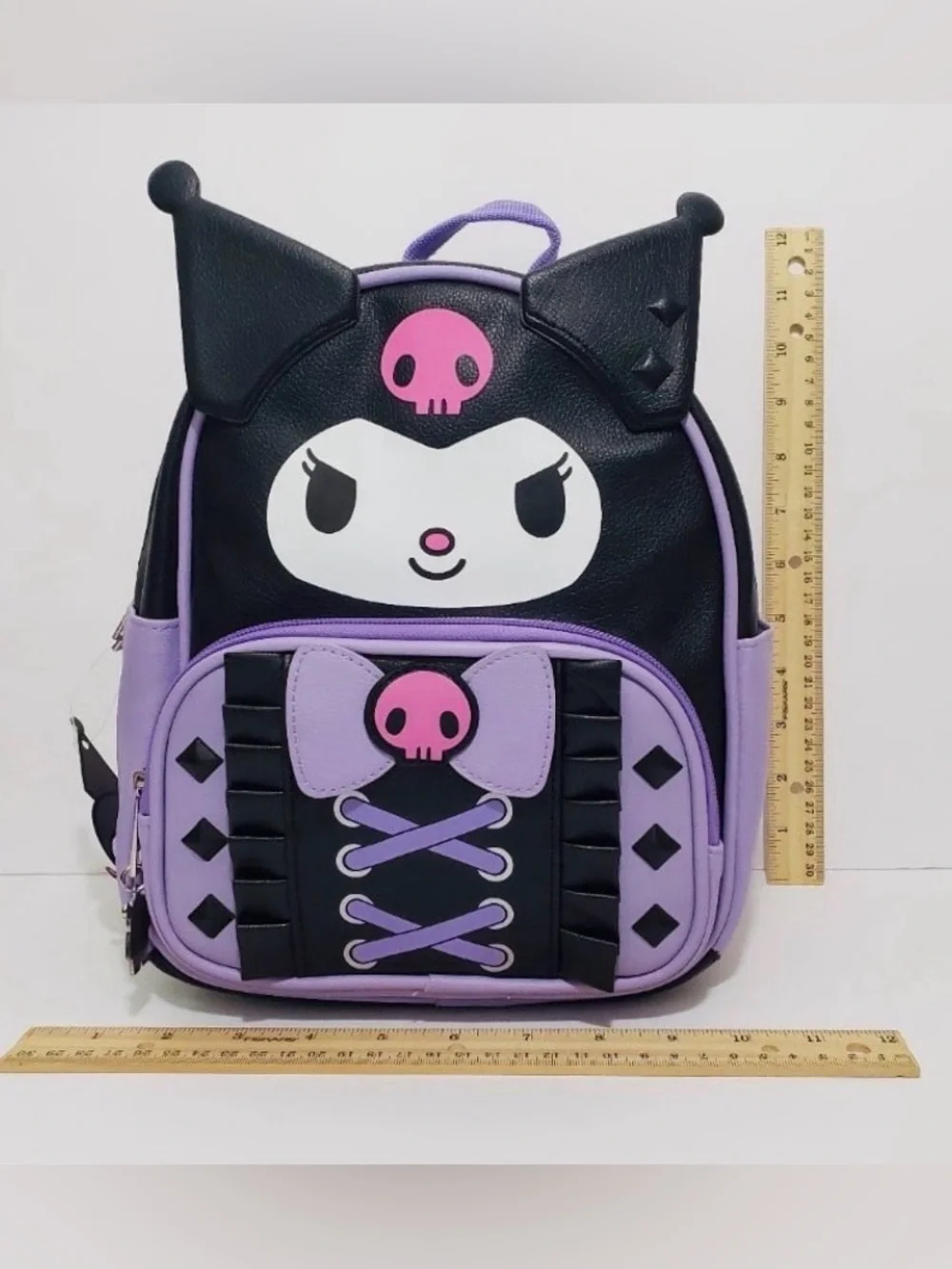 🆕 Kuromi Faux Leather Ruffle Women's Kids Mini Backpack Bag